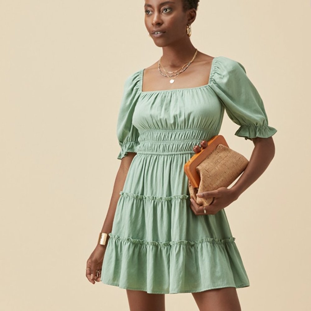 Francescas Olive Green Mini Dress NWT - Picture 3 of 3